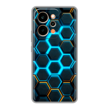 Силиконовый чехол на Realme P4 Power с принтом Неоновые соты