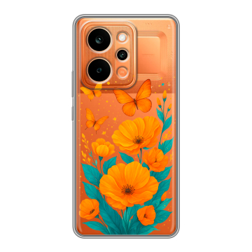 Силиконовый чехол на Realme P4 Power с принтом цветы бабочки