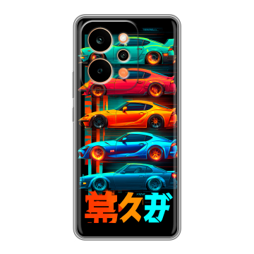 Силиконовый чехол на Realme P4 Power с принтом машины тачки
