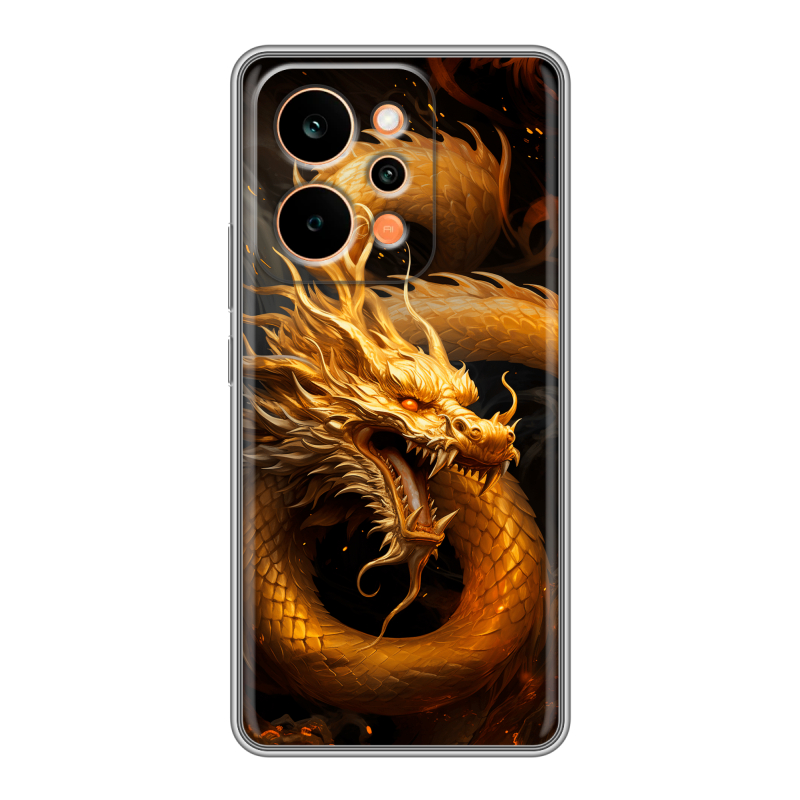 Силиконовый чехол на Realme P4 Power с принтом Золотой дракон Силиконовый чехол на Realme P4 Power с принтом Золотой дракон