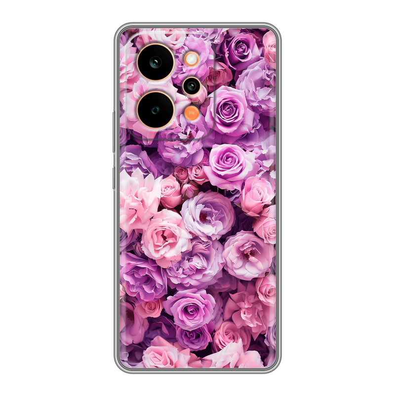 Силиконовый чехол на Realme P4 Power с принтом лавандовые розы Силиконовый чехол на Realme P4 Power с принтом лавандовые розы