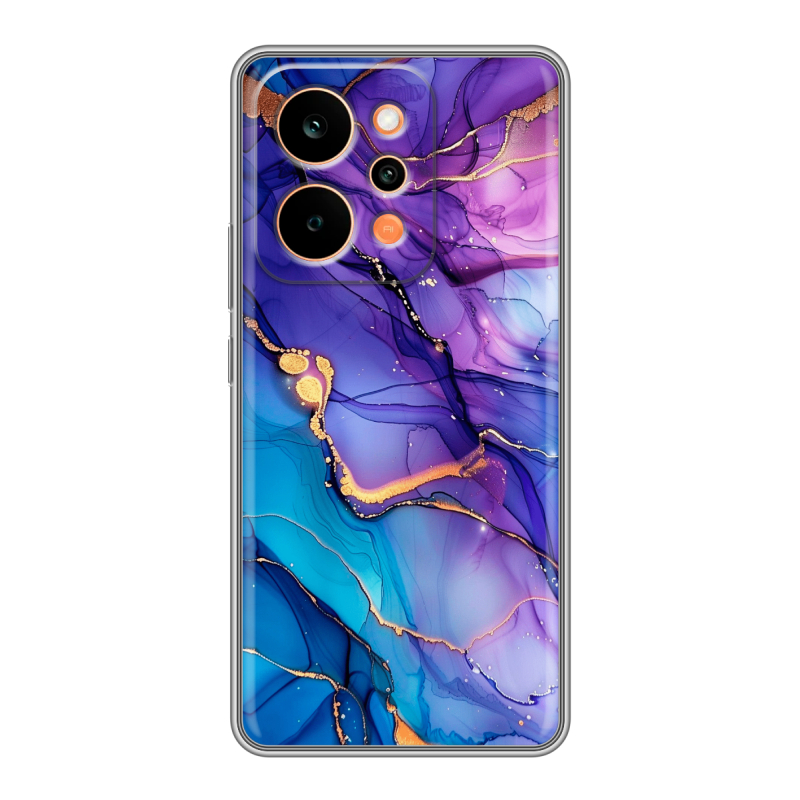 Силиконовый чехол на Realme P4 Power с принтом синий мрамор Силиконовый чехол на Realme P4 Power с принтом синий мрамор