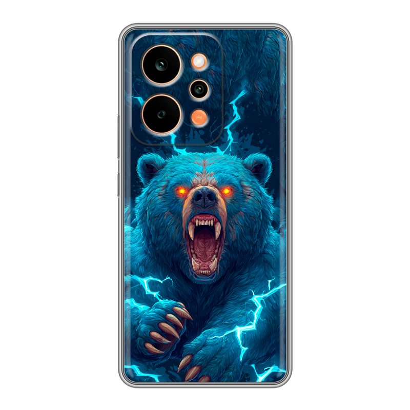 Силиконовый чехол на Realme P4 Power с принтом Медведь Силиконовый чехол на Realme P4 Power с принтом Медведь