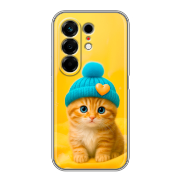 Силиконовый чехол на Tecno Camon 50 с принтом Котенок в шапке