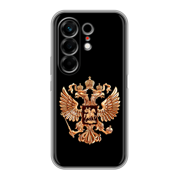 Силиконовый чехол на Tecno Camon 50 с принтом Герб России золотой Силиконовый чехол на Tecno Camon 50 с принтом Герб России золотой