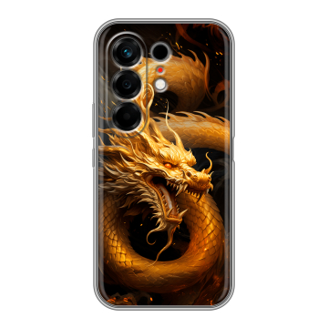 Силиконовый чехол на Tecno Camon 50 с принтом Золотой дракон Силиконовый чехол на Tecno Camon 50 с принтом Золотой дракон