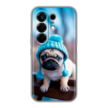 Силиконовый чехол на Tecno Camon 50 с принтом Мопс в шапке