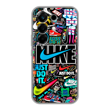 Силиконовый чехол на Tecno Camon 50 с принтом найк nike черный Силиконовый чехол на Tecno Camon 50 с принтом найк nike черный