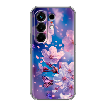 Силиконовый чехол на Tecno Camon 50 с принтом цветы бабочки Силиконовый чехол на Tecno Camon 50 с принтом цветы бабочки