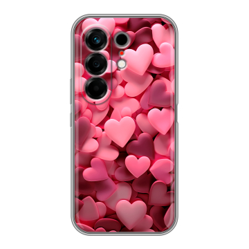 Силиконовый чехол на Tecno Camon 50 с принтом розовые сердечки
