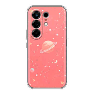 Силиконовый чехол на Tecno Camon 50 с принтом Розовый космос
