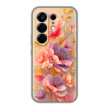 Силиконовый чехол на Tecno Camon 50 с принтом Цветы и бабочки