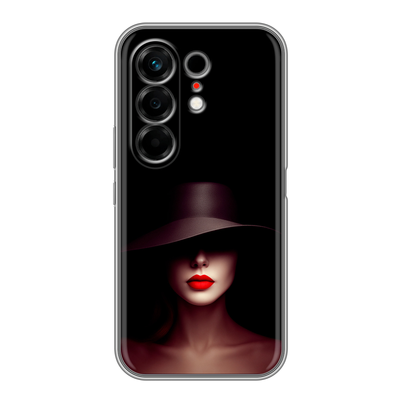 Силиконовый чехол на Tecno Camon 50 с принтом Девушка в шляпе Силиконовый чехол на Tecno Camon 50 с принтом Девушка в шляпе