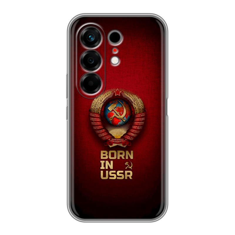 Силиконовый чехол на Tecno Camon 50 с принтом Флаг Герб СССР Силиконовый чехол на Tecno Camon 50 с принтом Флаг Герб СССР