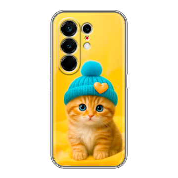 Силиконовый чехол на Tecno Camon 50 Ultra с принтом Котенок в шапке