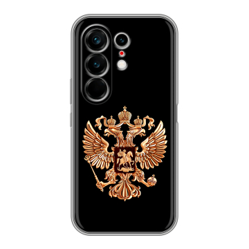 Силиконовый чехол на Tecno Camon 50 Ultra с принтом Герб России золотой