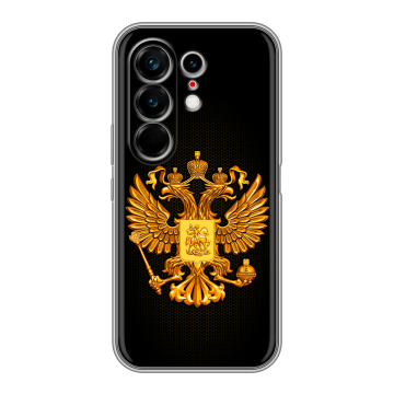 Силиконовый чехол на Tecno Camon 50 Ultra с принтом Герб России желтый