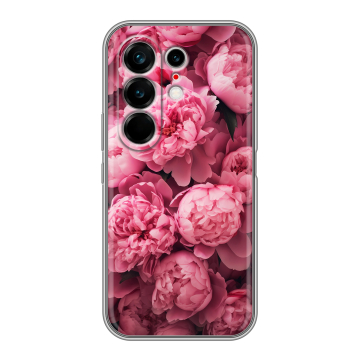 Силиконовый чехол на Tecno Camon 50 Ultra с принтом цветы пионы Силиконовый чехол на Tecno Camon 50 Ultra с принтом цветы пионы