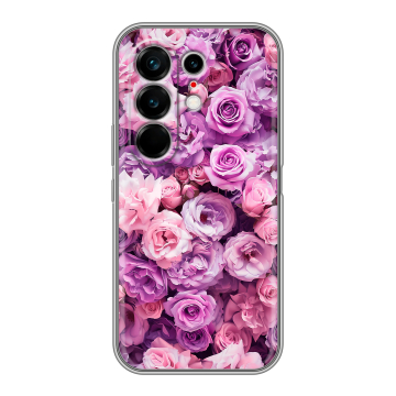 Силиконовый чехол на Tecno Camon 50 Ultra с принтом лавандовые розы