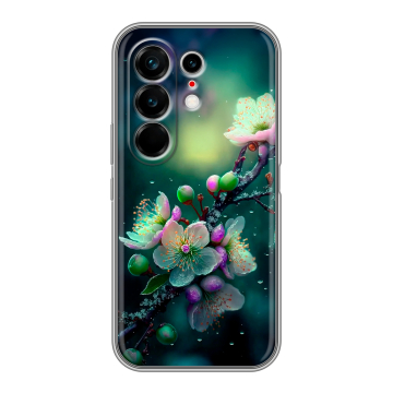 Силиконовый чехол на Tecno Camon 50 Ultra с принтом Цветы и мрамор Силиконовый чехол на Tecno Camon 50 Ultra с принтом Цветы и мрамор