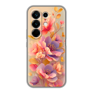 Силиконовый чехол на Tecno Camon 50 Ultra с принтом Цветы и бабочки Силиконовый чехол на Tecno Camon 50 Ultra с принтом Цветы и бабочки