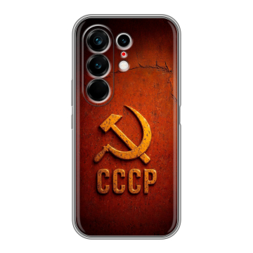Силиконовый чехол на Tecno Camon 50 Ultra с принтом Флаг Герб СССР Силиконовый чехол на Tecno Camon 50 Ultra с принтом Флаг Герб СССР