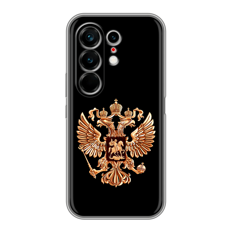 Силиконовый чехол на Tecno Camon 50 Ultra с принтом Герб России золотой Силиконовый чехол на Tecno Camon 50 Ultra с принтом Герб России золотой