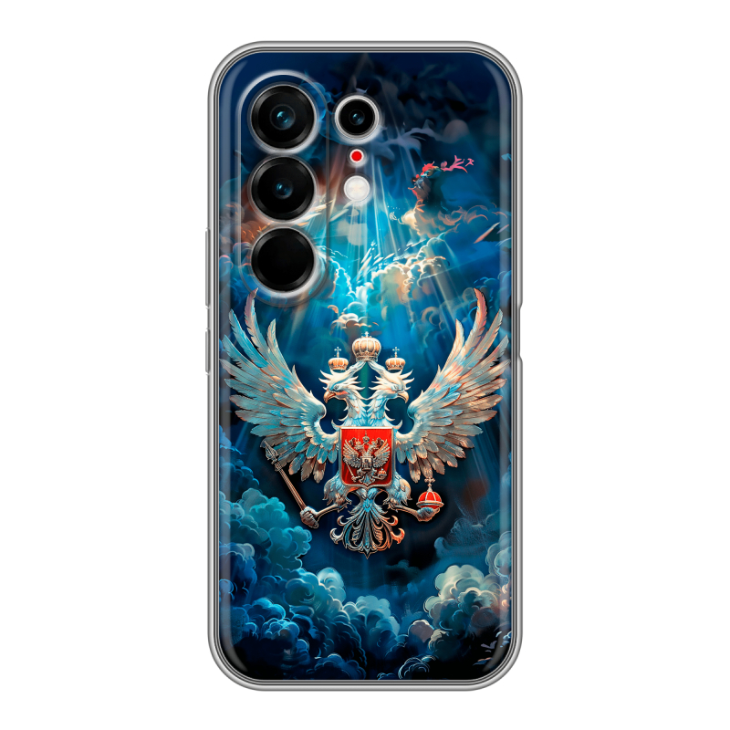 Силиконовый чехол на Tecno Camon 50 Ultra с принтом Герб флаг России Силиконовый чехол на Tecno Camon 50 Ultra с принтом Герб флаг России