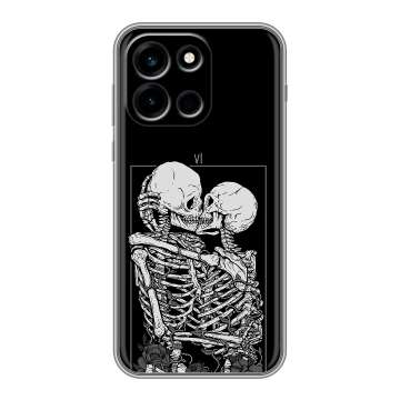 Силиконовый чехол на OnePlus Nord 6 с принтом Поцелуй скелетов