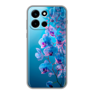 Силиконовый чехол на OnePlus Nord 6 с принтом голубые орхидеи Силиконовый чехол на OnePlus Nord 6 с принтом голубые орхидеи
