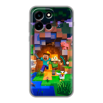 Силиконовый чехол на OnePlus Nord 6 с принтом Майнкрафт Minecraft