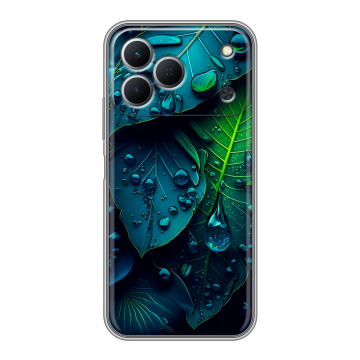 Силиконовый чехол на Tecno Spark 50 с принтом Листья