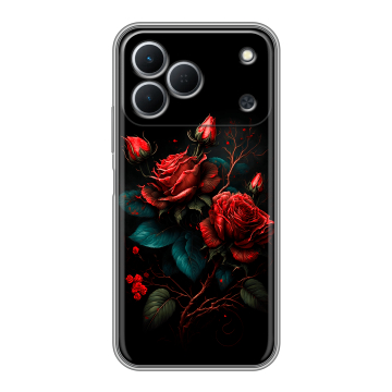 Силиконовый чехол на Tecno Spark 50 с принтом Розы красные Силиконовый чехол на Tecno Spark 50 с принтом Розы красные