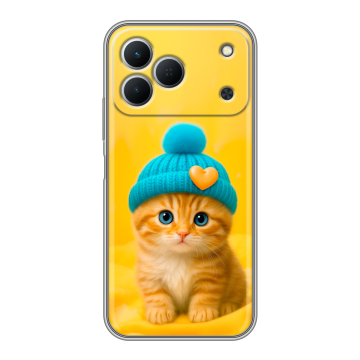 Силиконовый чехол на Tecno Spark 50 с принтом Котенок в шапке Силиконовый чехол на Tecno Spark 50 с принтом Котенок в шапке