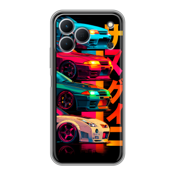 Силиконовый чехол на Tecno Spark 50 с принтом Гоночные машины Силиконовый чехол на Tecno Spark 50 с принтом Гоночные машины