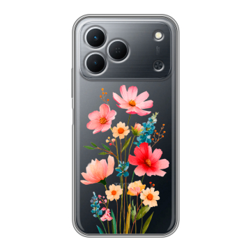 Силиконовый чехол на Tecno Spark 50 с принтом Цветы