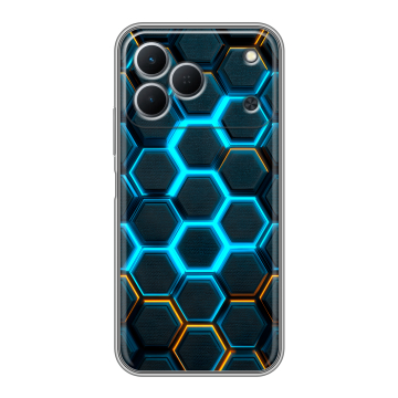 Силиконовый чехол на Tecno Spark 50 с принтом Неоновые соты