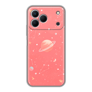 Силиконовый чехол на Tecno Spark 50 с принтом Розовый космос