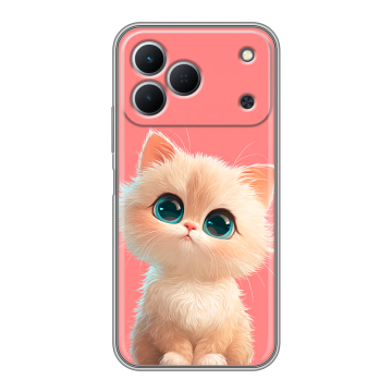 Силиконовый чехол на Tecno Spark 50 с принтом Розовый котенок