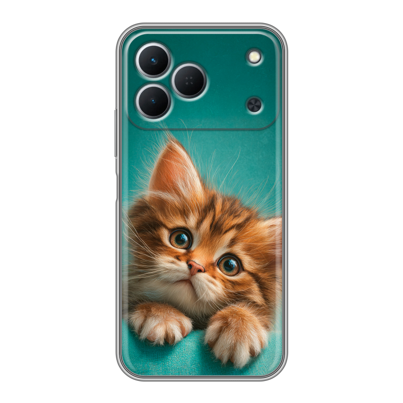 Силиконовый чехол на Tecno Spark 50 с принтом котенок Силиконовый чехол на Tecno Spark 50 с принтом котенок