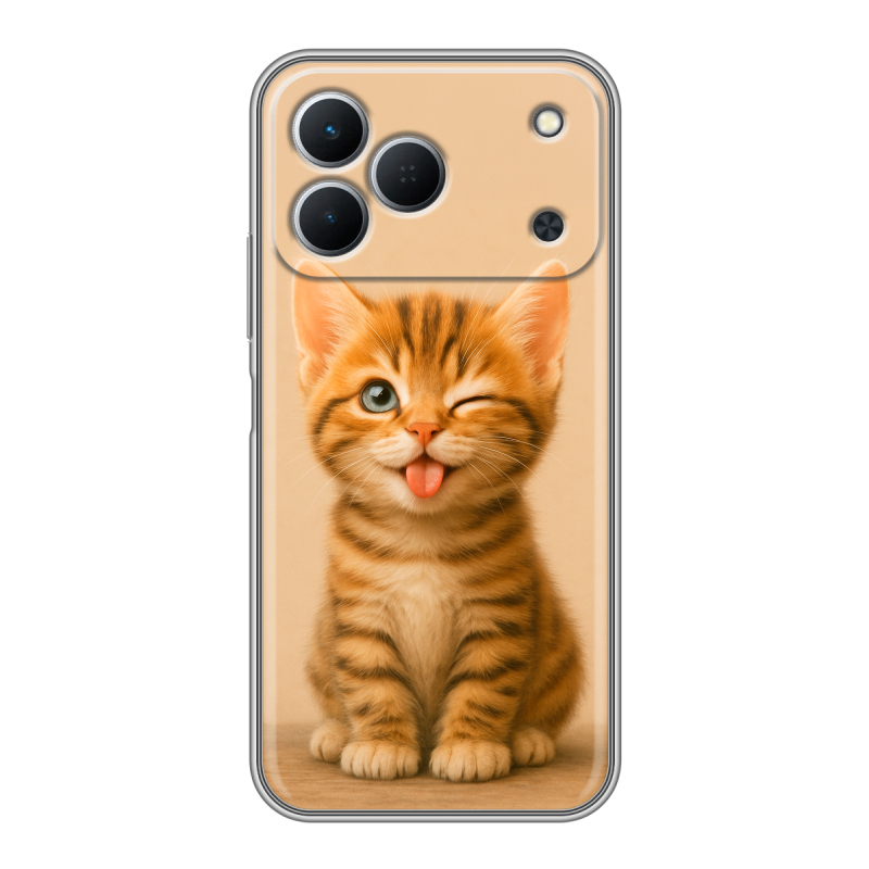Силиконовый чехол на Tecno Spark 50 с принтом котенок Силиконовый чехол на Tecno Spark 50 с принтом котенок