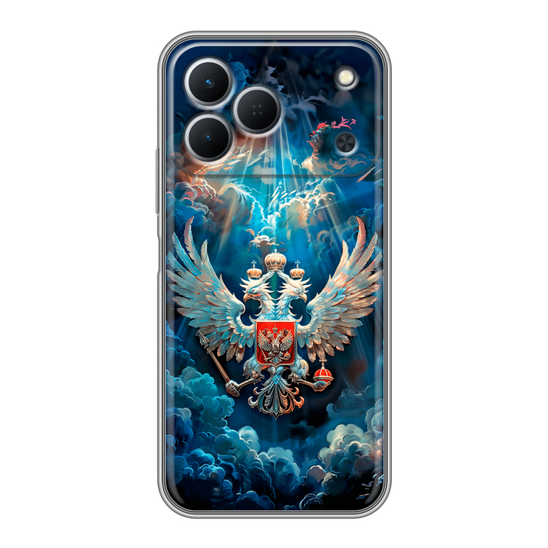 Силиконовый чехол на Tecno Spark 50 с принтом Герб флаг России Силиконовый чехол на Tecno Spark 50 с принтом Герб флаг России