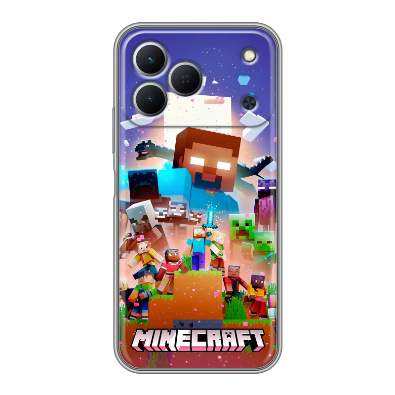 Силиконовый чехол на Tecno Spark 50 с принтом Майнкрафт Minecraft Силиконовый чехол на Tecno Spark 50 с принтом Майнкрафт Minecraft