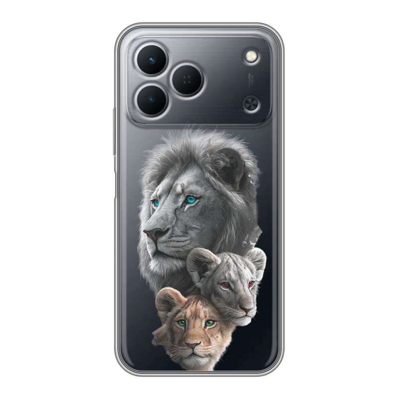 Силиконовый чехол на Tecno Spark 50 с принтом Львы Силиконовый чехол на Tecno Spark 50 с принтом Львы