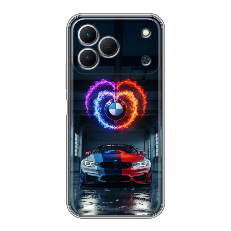 Силиконовый чехол на Tecno Spark 50 с принтом BMW БМВ Силиконовый чехол на Tecno Spark 50 с принтом BMW БМВ