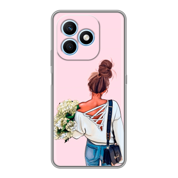 Силиконовый чехол на Honor X8d с принтом Девушка и букет Силиконовый чехол на Honor X8d с принтом Девушка и букет