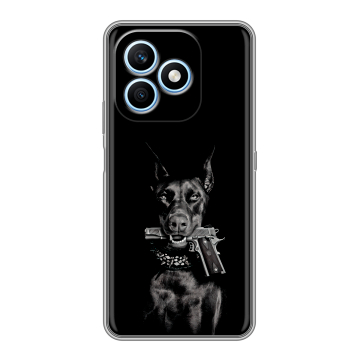 Силиконовый чехол на Honor X8d с принтом Доберман и пистолет Силиконовый чехол на Honor X8d с принтом Доберман и пистолет