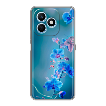 Силиконовый чехол на Honor X8d с принтом Голубые цветы Силиконовый чехол на Honor X8d с принтом Голубые цветы