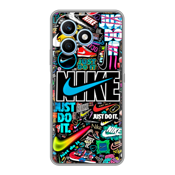 Силиконовый чехол на Honor X8d с принтом найк nike черный