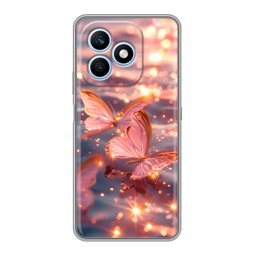 Силиконовый чехол на Honor X8d с принтом бабочки розовые